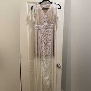 Bebe white Lace midi dress